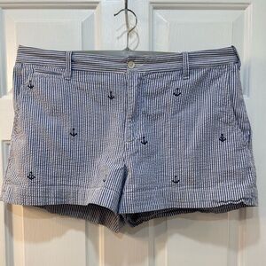 Polo Ralph Lauren Womens Shorts Sz 14 Chino Allover Anchor Embroidered Nautical